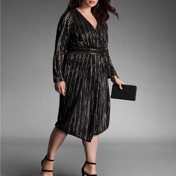 RACHEL Rachel Roy Pleated Faux Wrap Sheath Dress - Picture 2 of 11